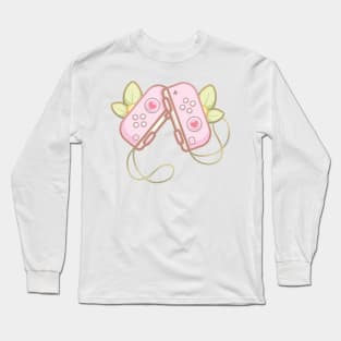 Cute Cozy Pink Gaming Console Wireless Controllers Long Sleeve T-Shirt